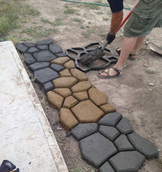 Concrete and Plastic Mold Patio Paver Ideas