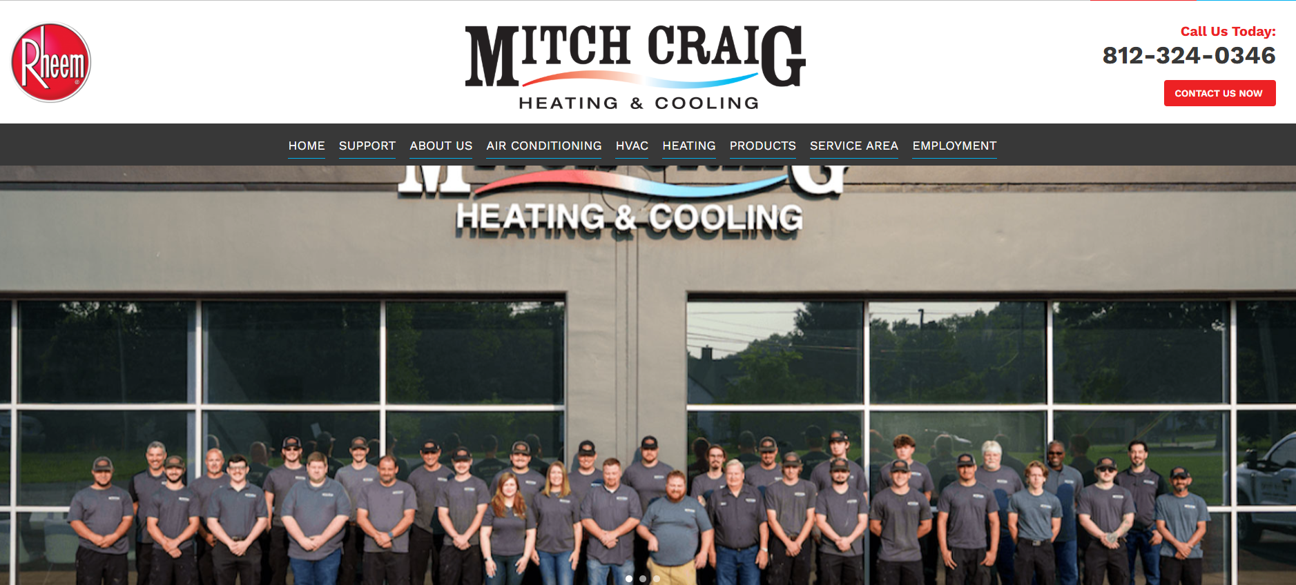 Logo of Mitch Craig Heating and Cooling, featuring a stylized flame and snowflake, representing HVAC services.