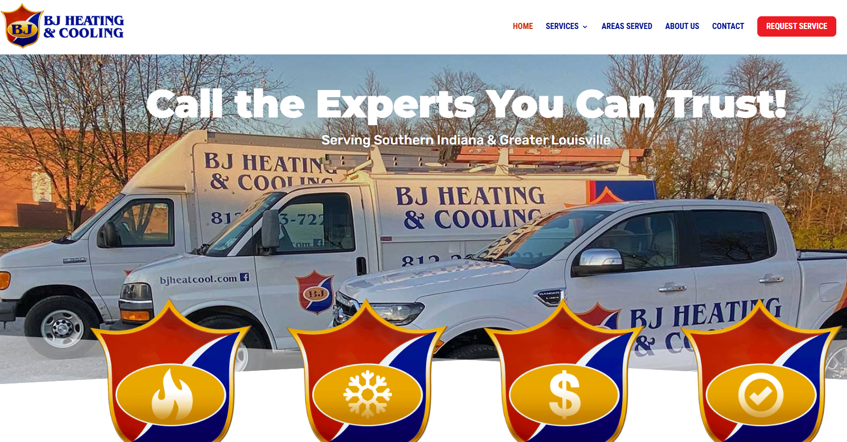 Website design showcasing a modern layout for a heating and cooling service, featuring user-friendly navigation and visuals.