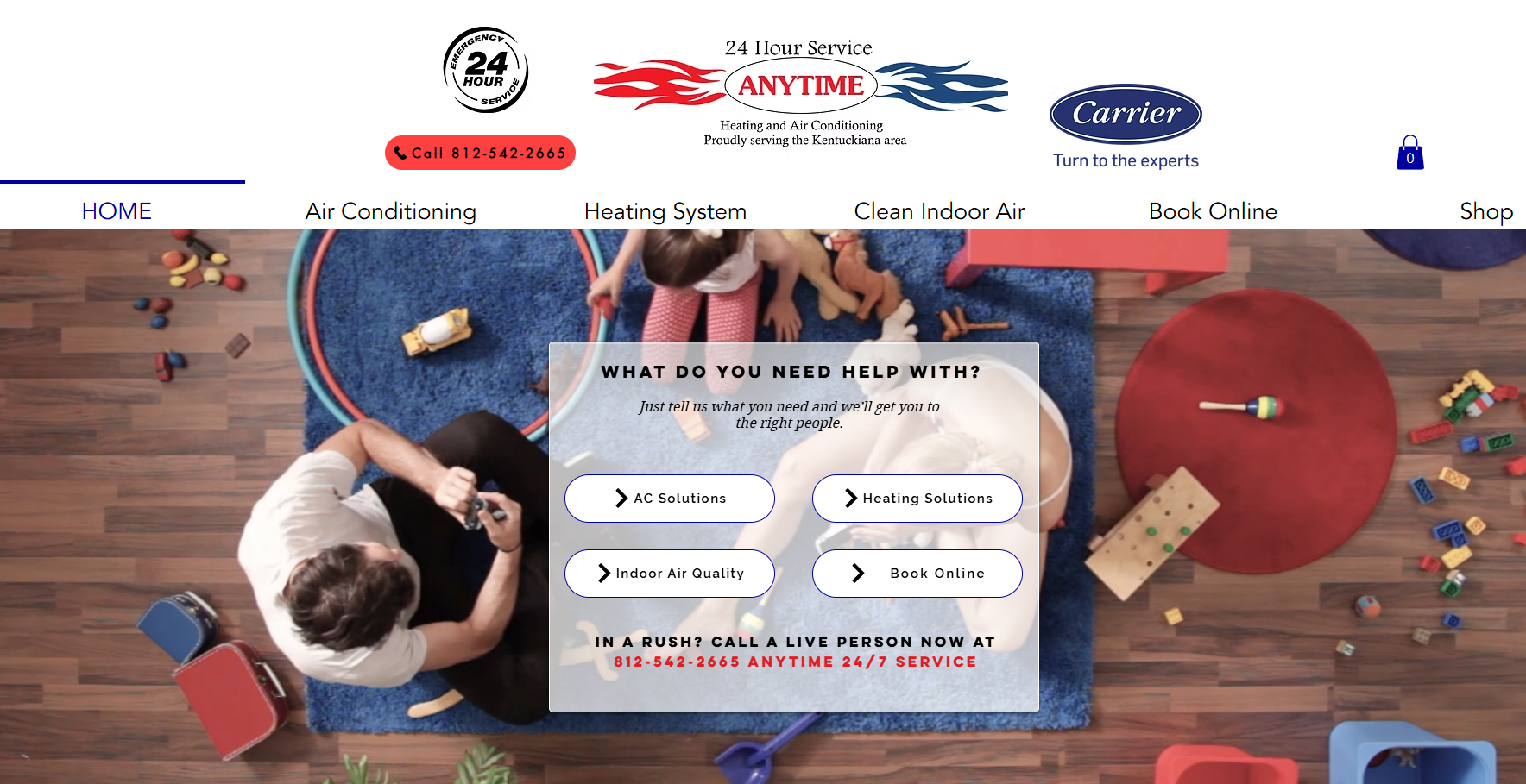 A website page showcasing a family business, featuring their services, products, and contact information.